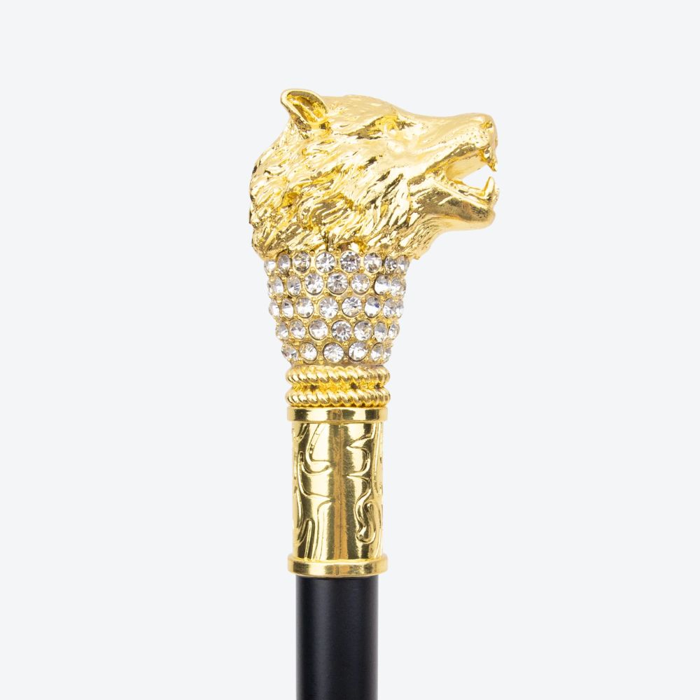 Voracious Wolf Metal Cane Golden