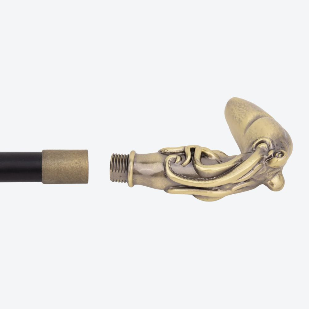 Ancestral Bronze Squid Metal Cane