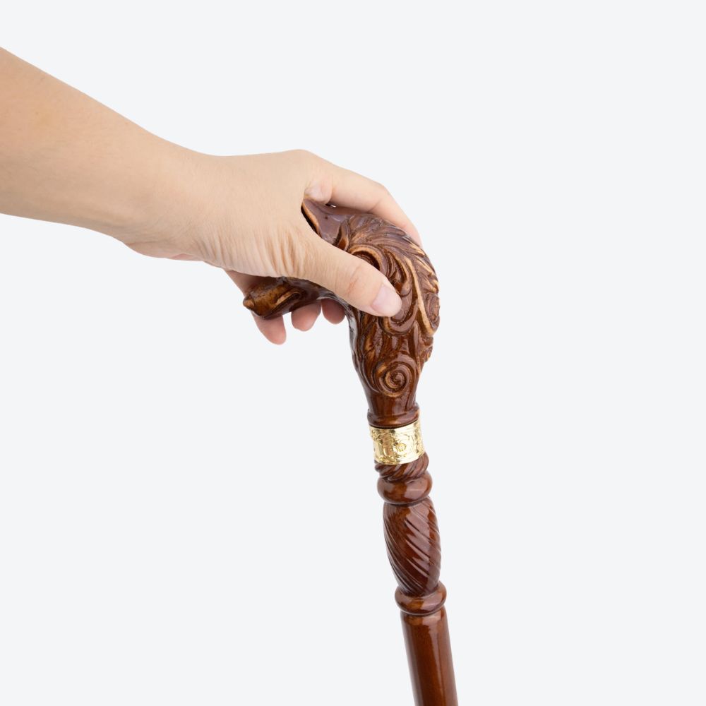 Classic Carved Wolf Wooden Cane