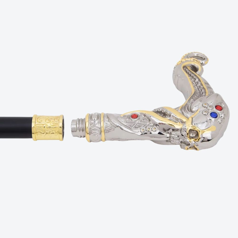 Octopus Skull Metal Cane Silver