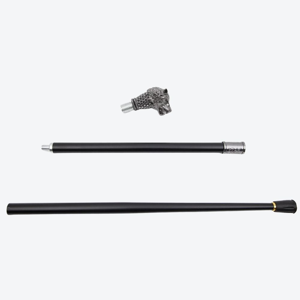 Voracious Wolf Metal Cane Silver