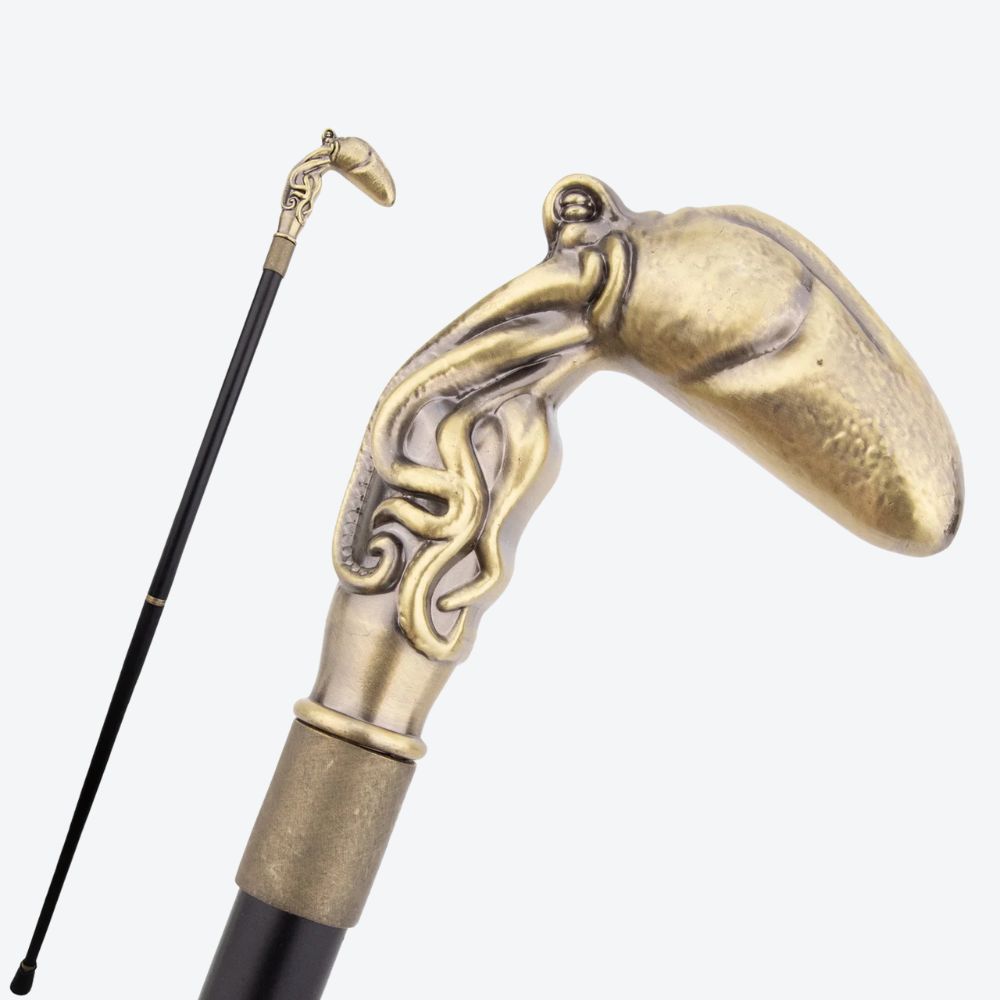 Ancestral Bronze Squid Metal Cane-Bastoni UK