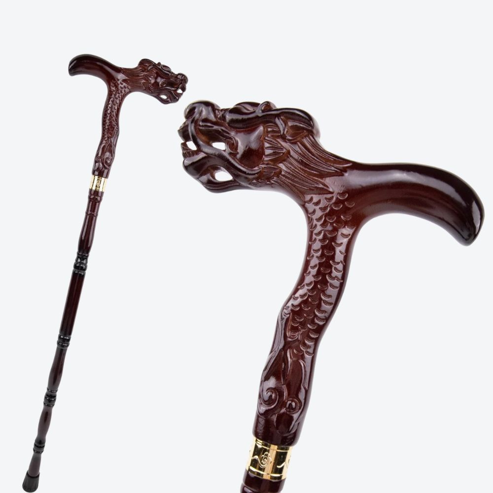 Ancestral Dragon Wooden Classic Cane Red-Bastoni UK
