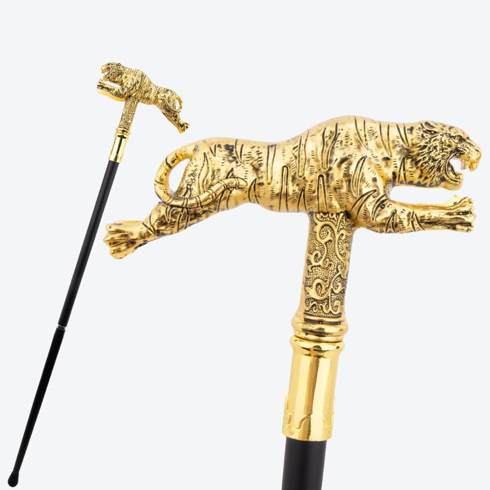 Ancestral Golden Tiger Metal Cane-Bastoni UK