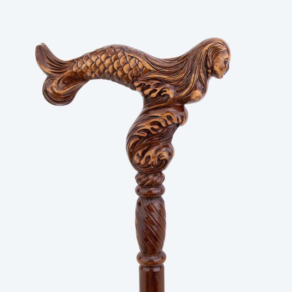 Atlantic Mermaid Vintage Wooden Cane-Bastoni UK