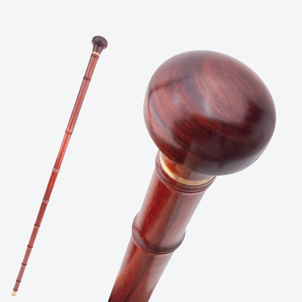 Bamboo Wooden Walking Stick with Flat Handle - Bastoni