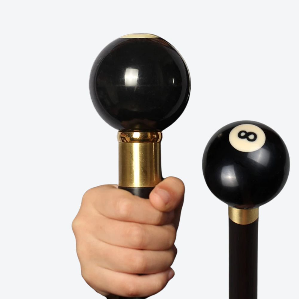 Bastoni Wooden Cane 8 Ball Billiards Black Bastoni
