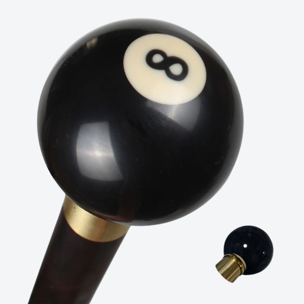 Bastoni Wooden Cane 8 Ball Billiards Black Bastoni