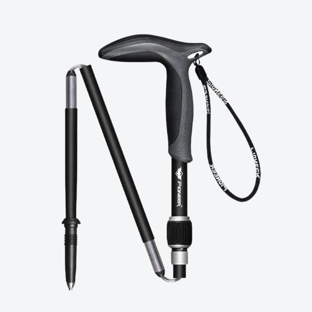 Folding Anti-shock Sports Walking Stick for Trails and Hiking, Black - Bastoni