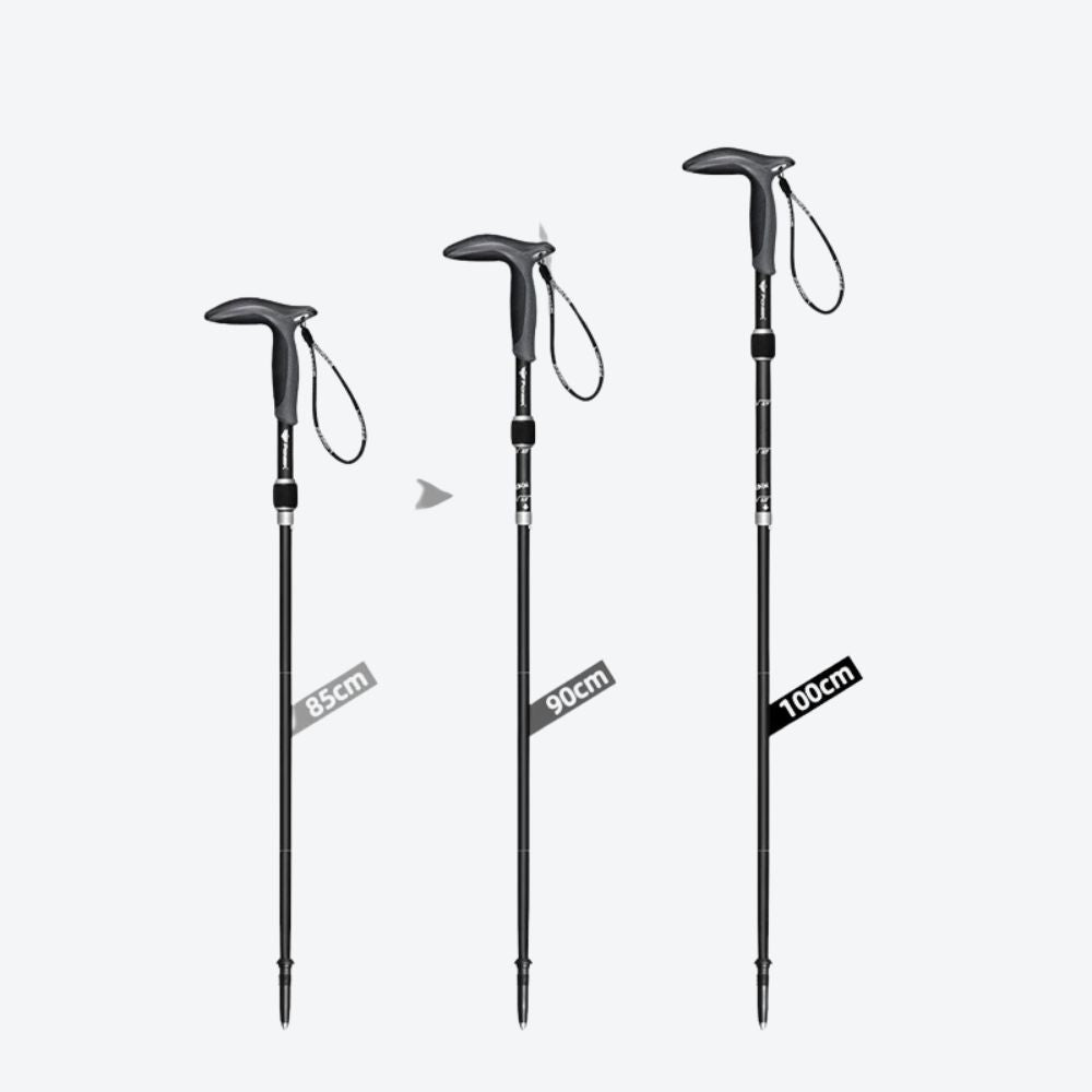 Folding Anti-shock Sports Walking Stick for Trails and Hiking, Black - Bastoni