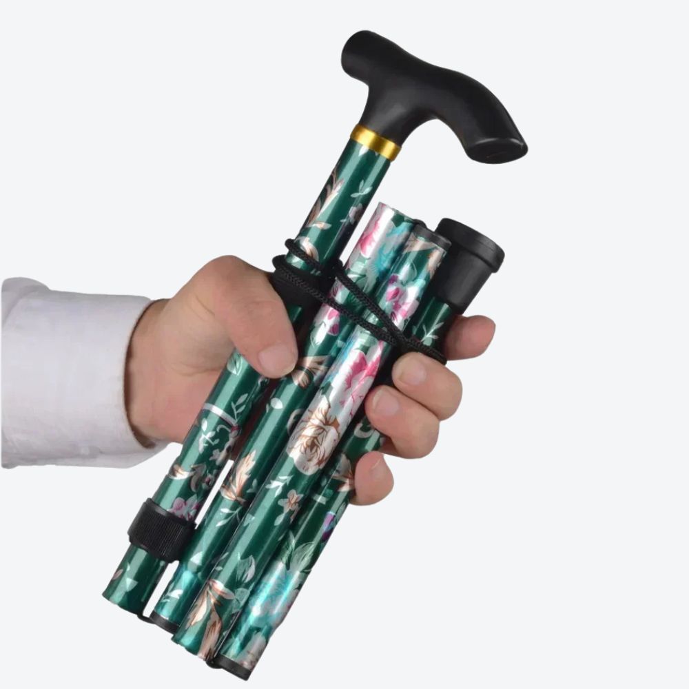 Bastoni Red Flower Garden Folding Women's Walking Stick