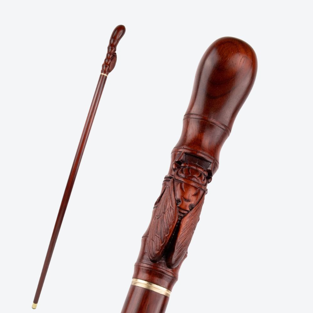 Brown Bamboo Cicada Wooden Cane-Bastoni UK
