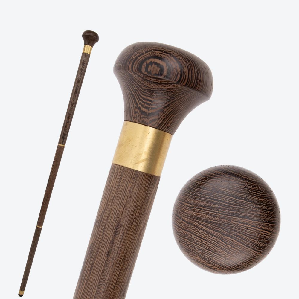 Brown Wooden Cane with Bastoni Handle