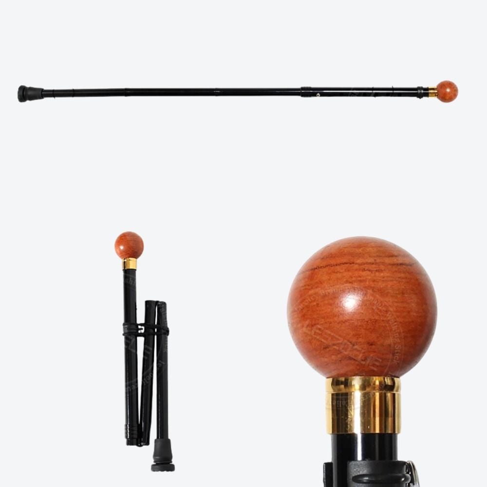 Classic Adjustable Metal Cane with Rosewood Pommel-Bastoni UK