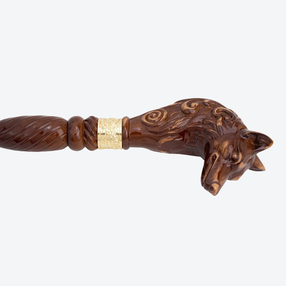 Classic Carved Wolf Wooden Cane-Bastoni UK