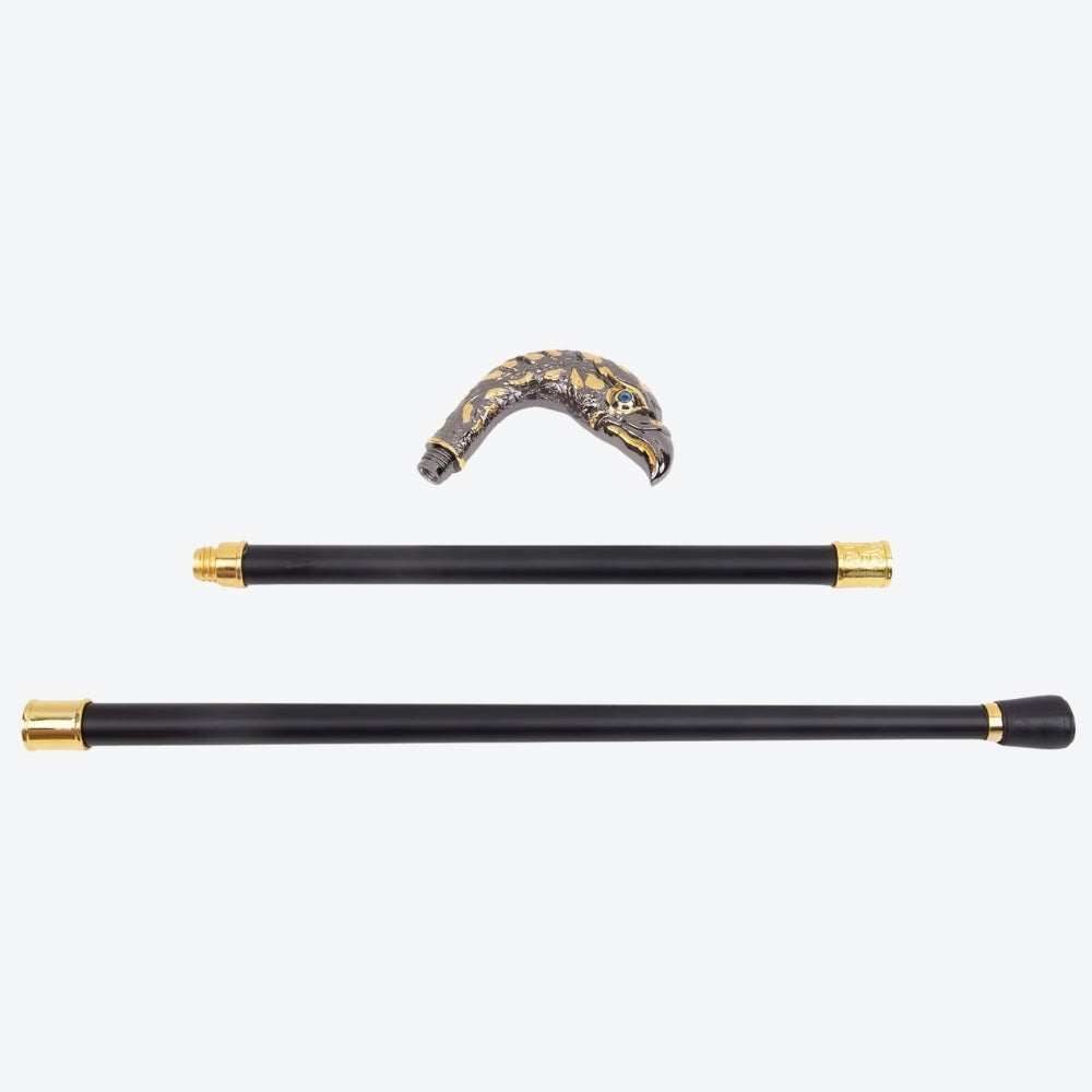 Classic Elegant Walking Stick Imperial Eagle Black/Gold - Bastoni