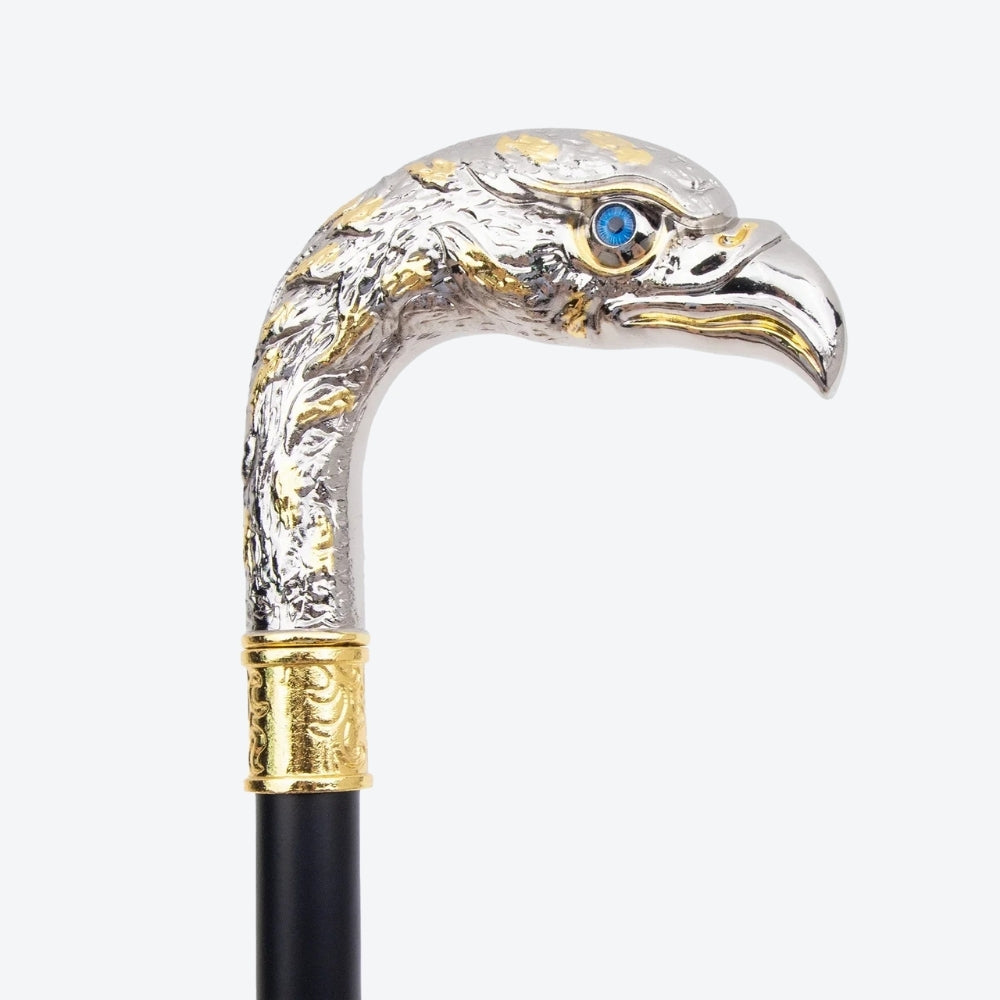 Classic Elegant Walking Stick with Imperial Eagle Design - Silver - Bastoni