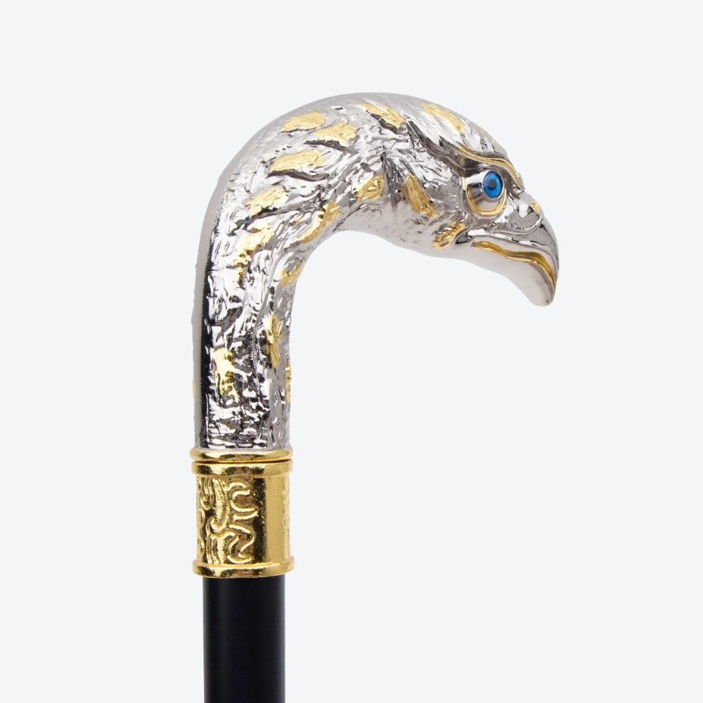 Classic Elegant Walking Stick with Imperial Eagle Design - Silver - Bastoni