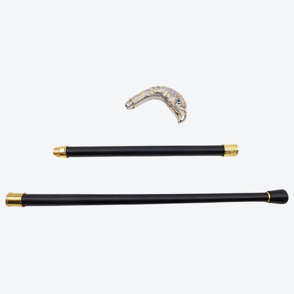 Classic Elegant Walking Stick with Imperial Eagle Design - Silver - Bastoni