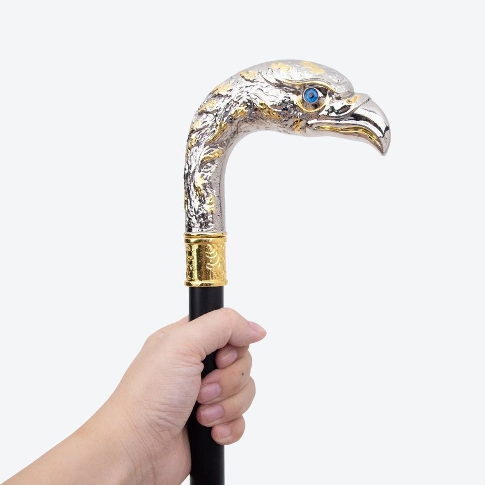Classic Elegant Walking Stick with Imperial Eagle Design - Silver - Bastoni