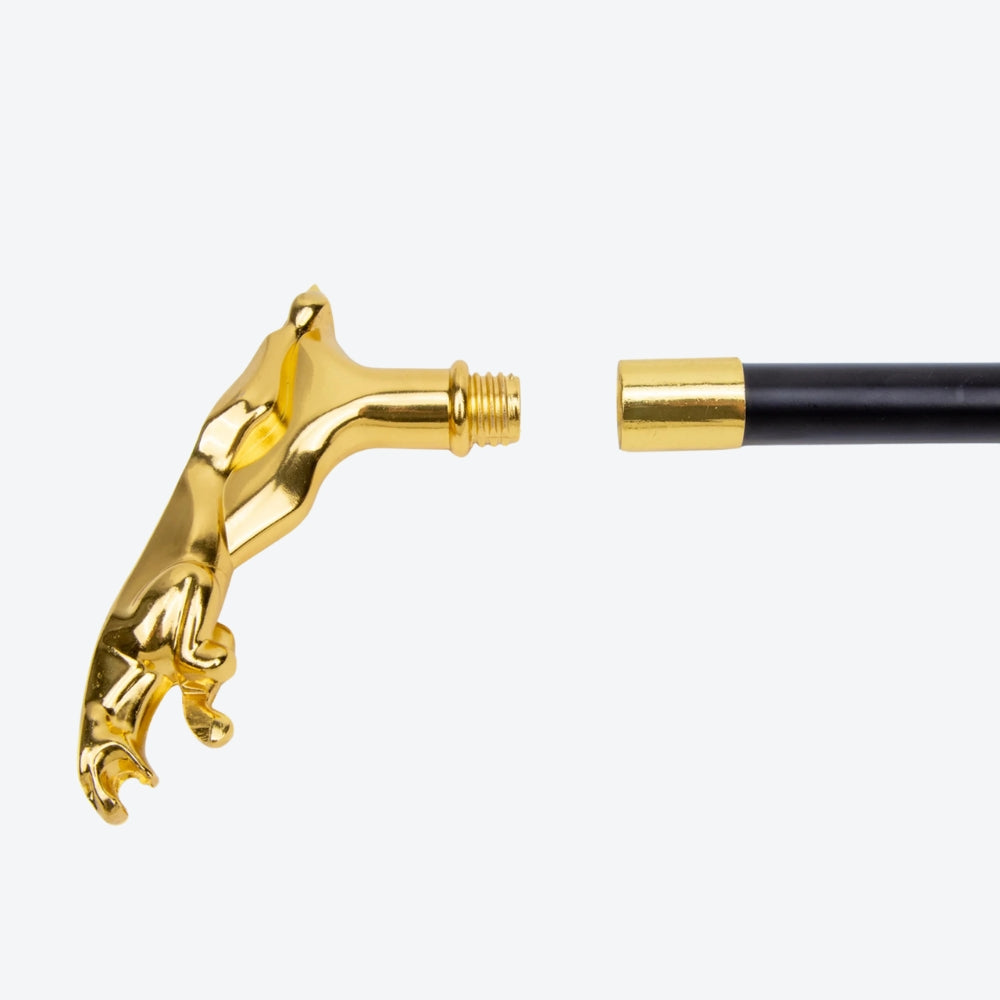 Classic Metal Walking Stick with Gold Leopard Print - Bastoni