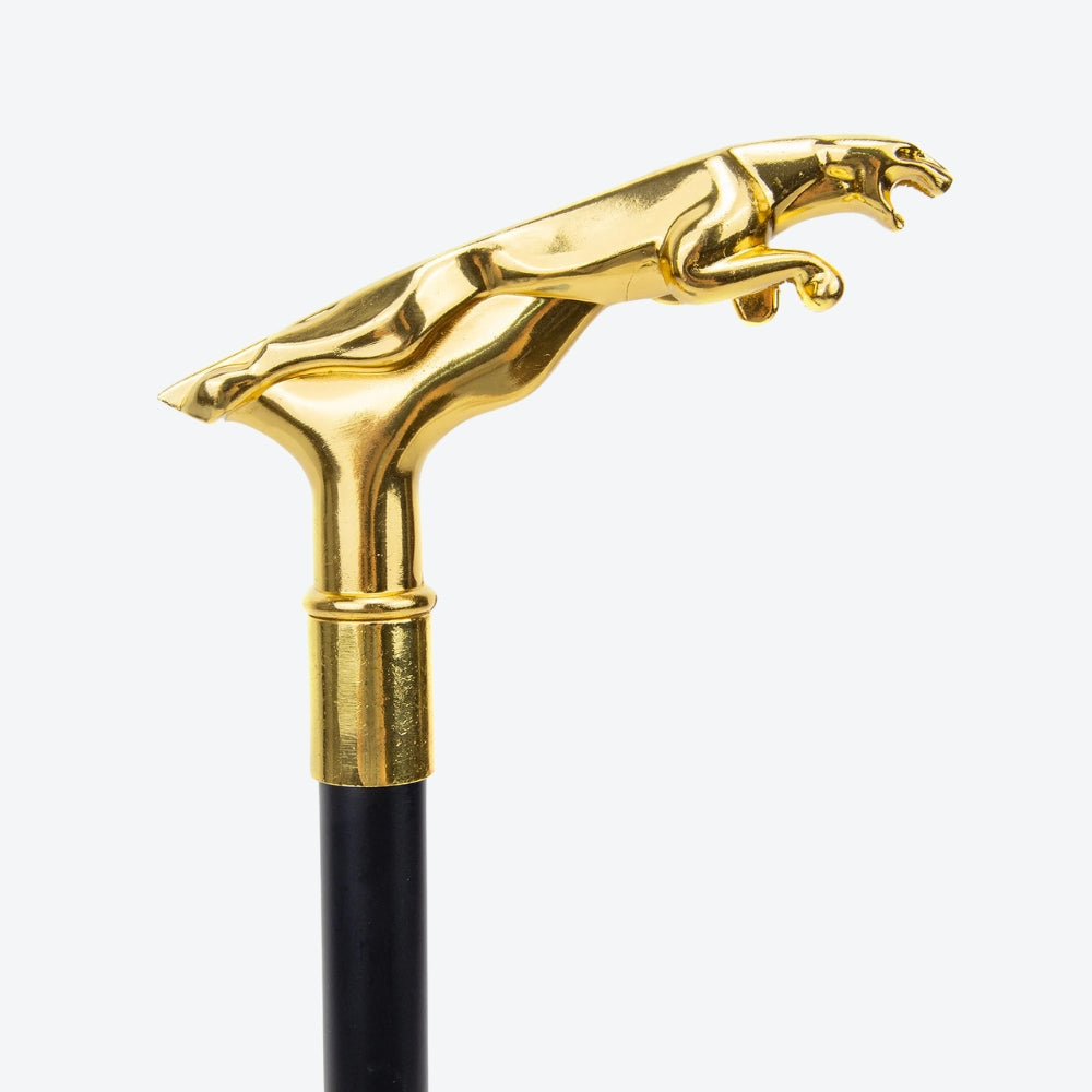 Classic Metal Walking Stick with Gold Leopard Print - Bastoni