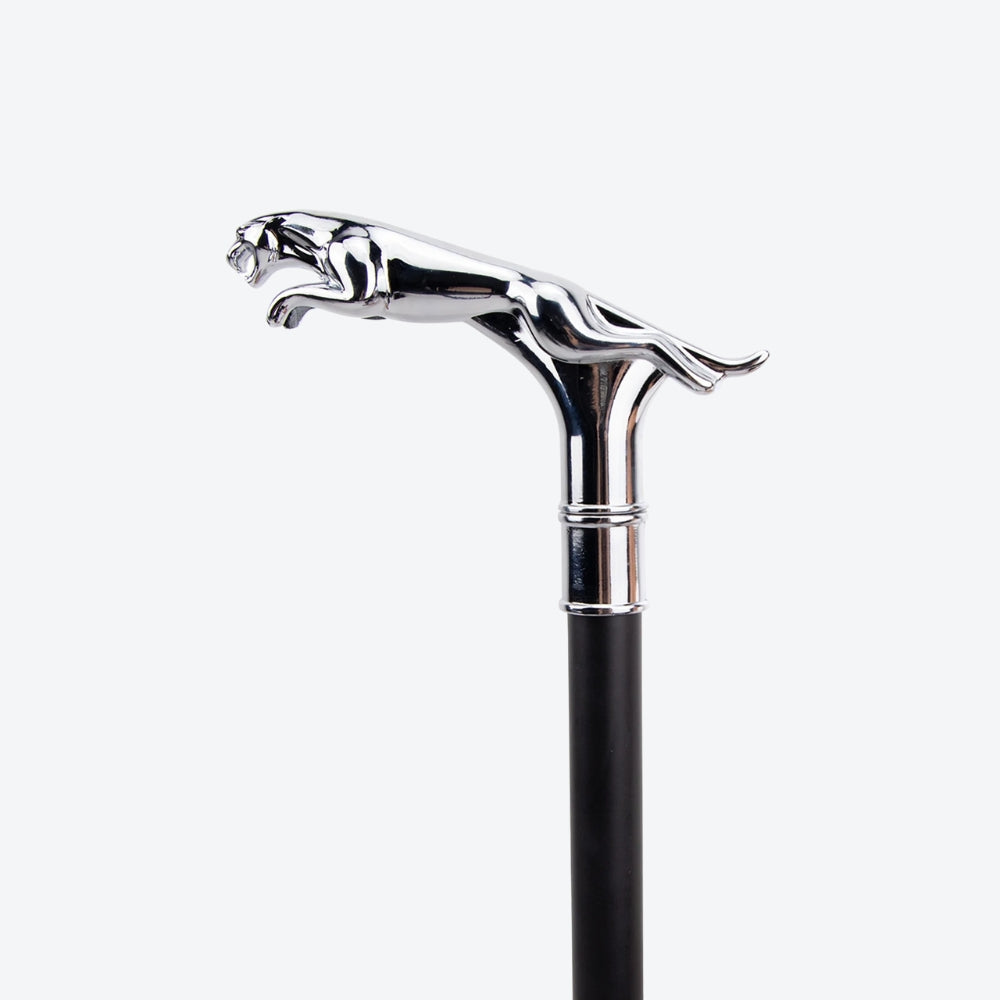 Classic Metal Walking Stick Leopard Silver - Bastoni