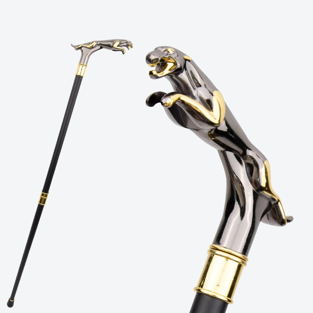 Classic Metal Walking Stick Leopard Print Silver/Gold - Bastoni