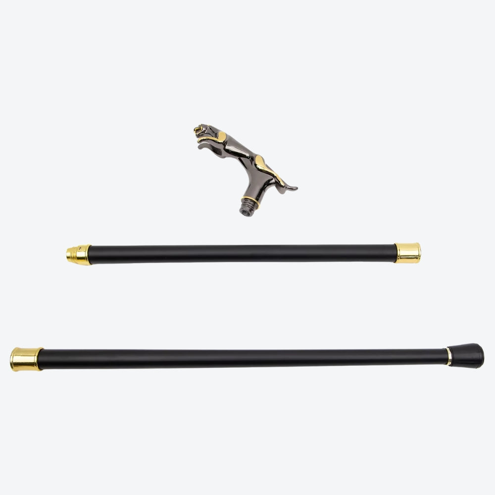Classic Metal Walking Stick Leopard Print Silver/Gold - Bastoni
