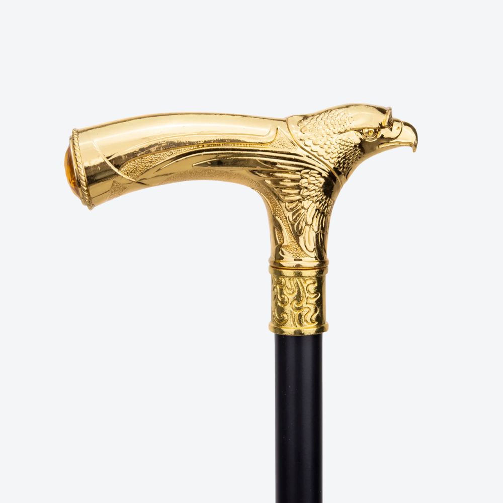 Classic Metal Walking Stick with Golden Eagle Design - Bastoni
