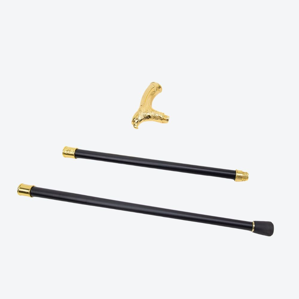 Classic Metal Walking Stick with Golden Eagle Design - Bastoni