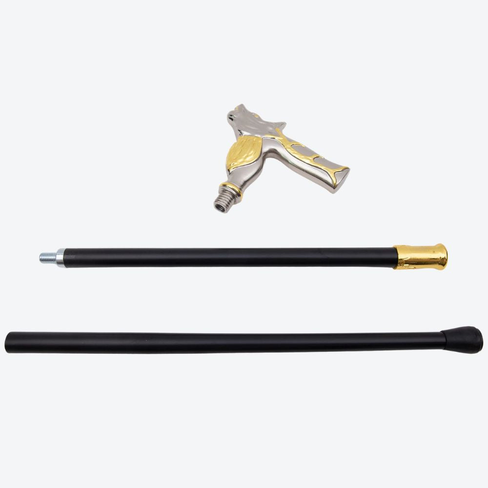 Classic Silver and Gold Deer Metal Cane-Bastoni UK