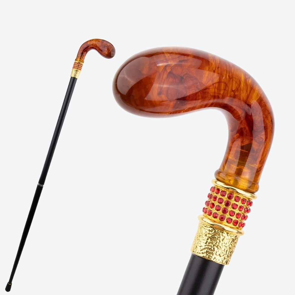 Translucent Amber Metal Walking Stick - Bastoni