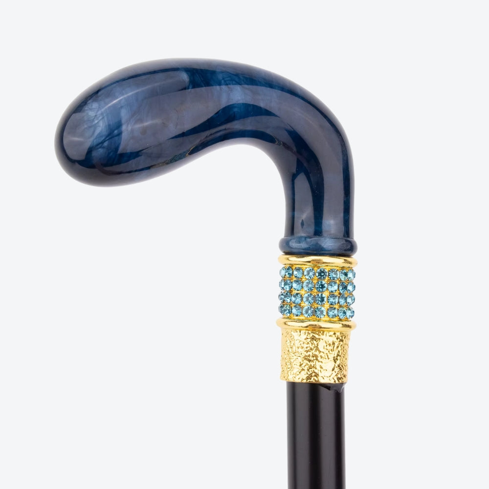 Royal Blue Elegant Metallic Walking Stick - Bastoni