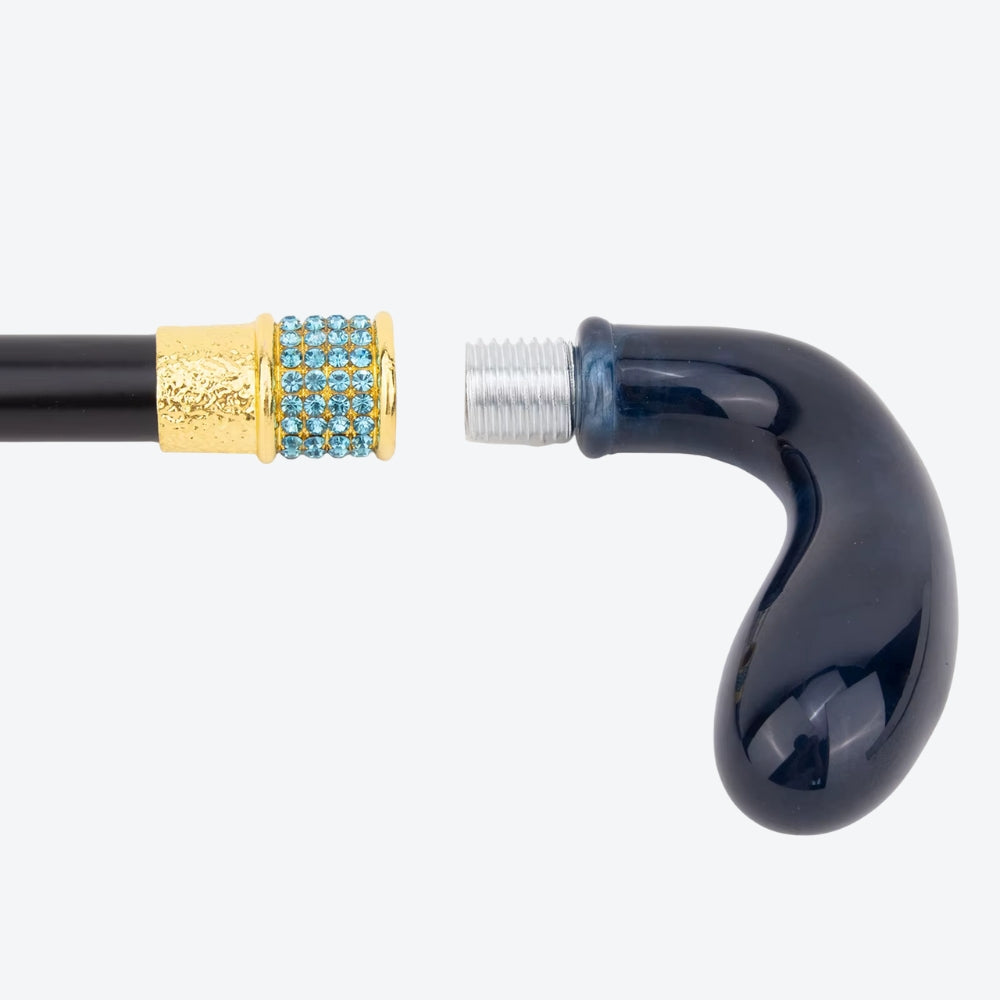 Royal Blue Elegant Metallic Walking Stick - Bastoni