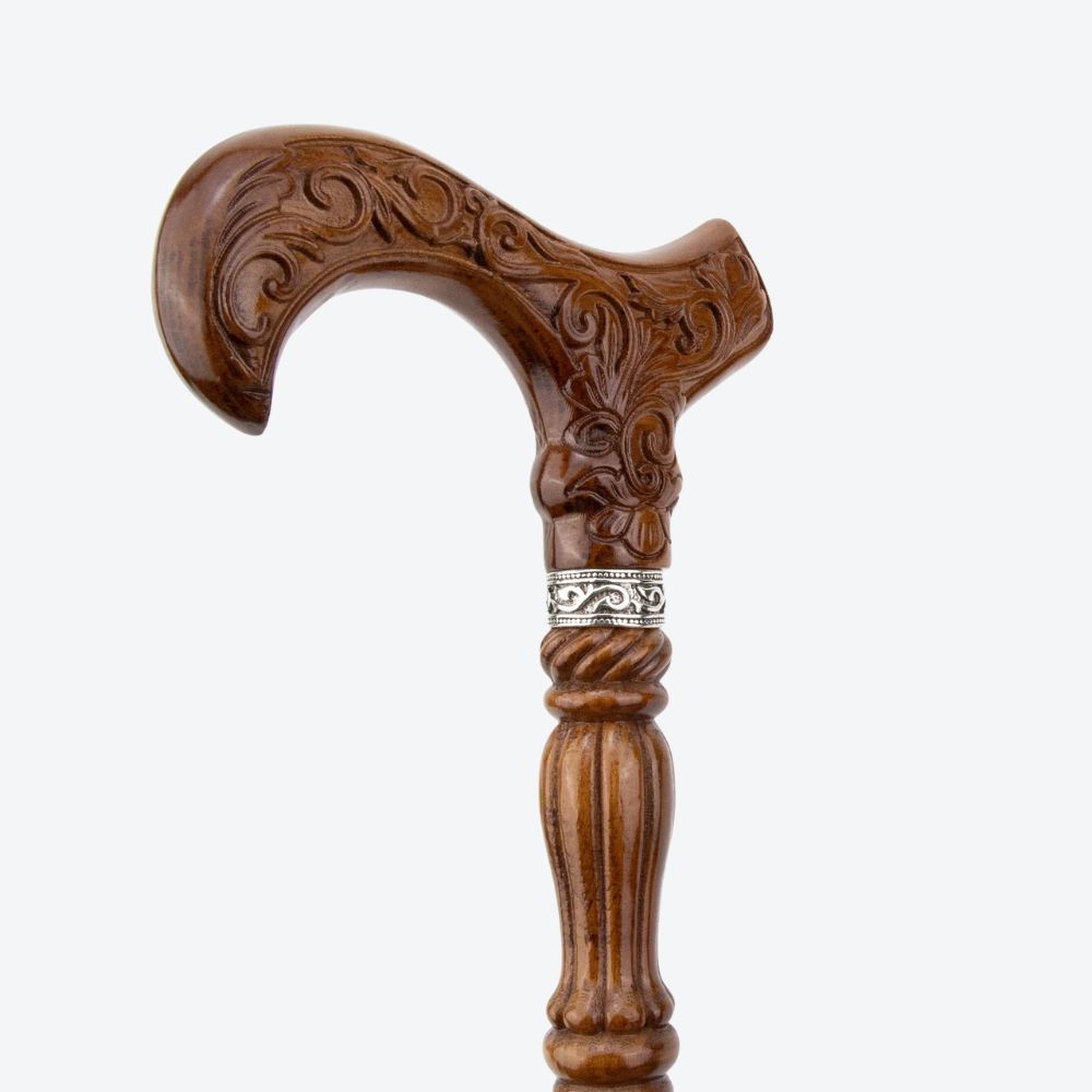 Classic Victorian Walking Stick in Carved Wood - Bastoni