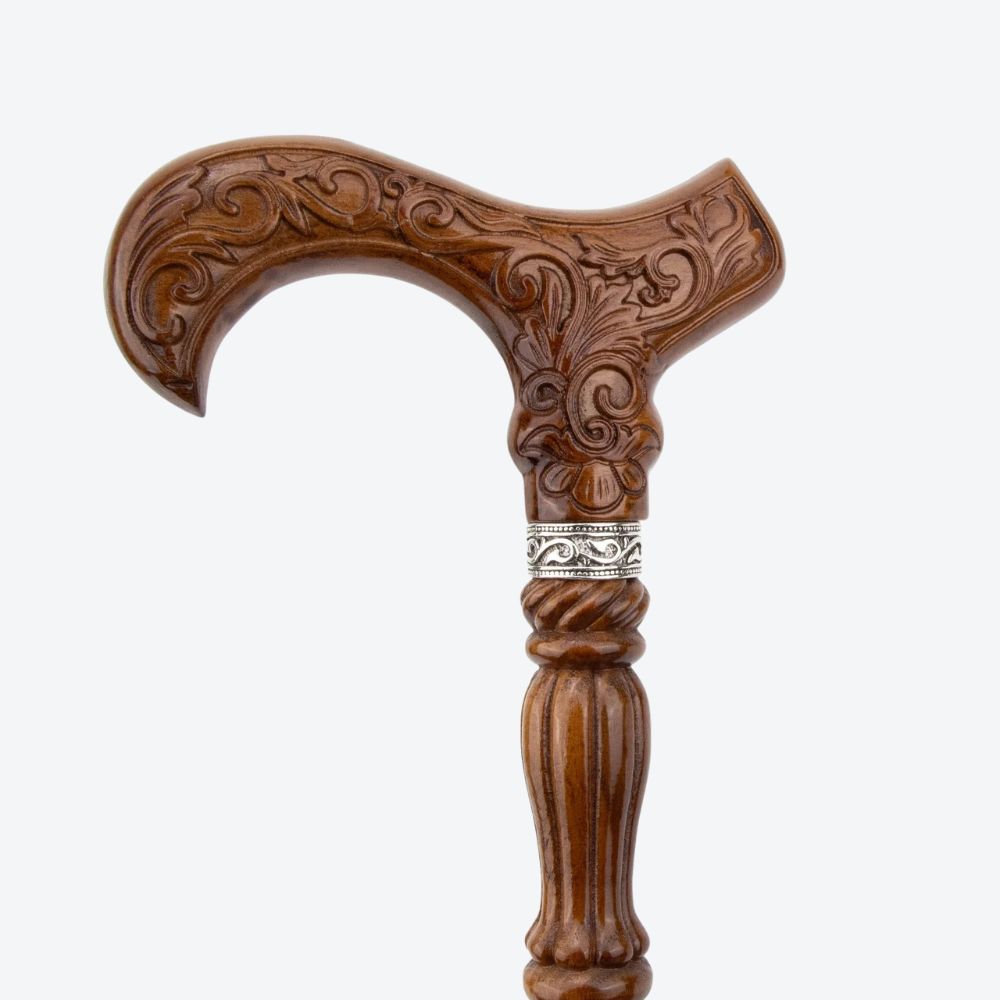 Classic Victorian Walking Stick in Carved Wood - Bastoni