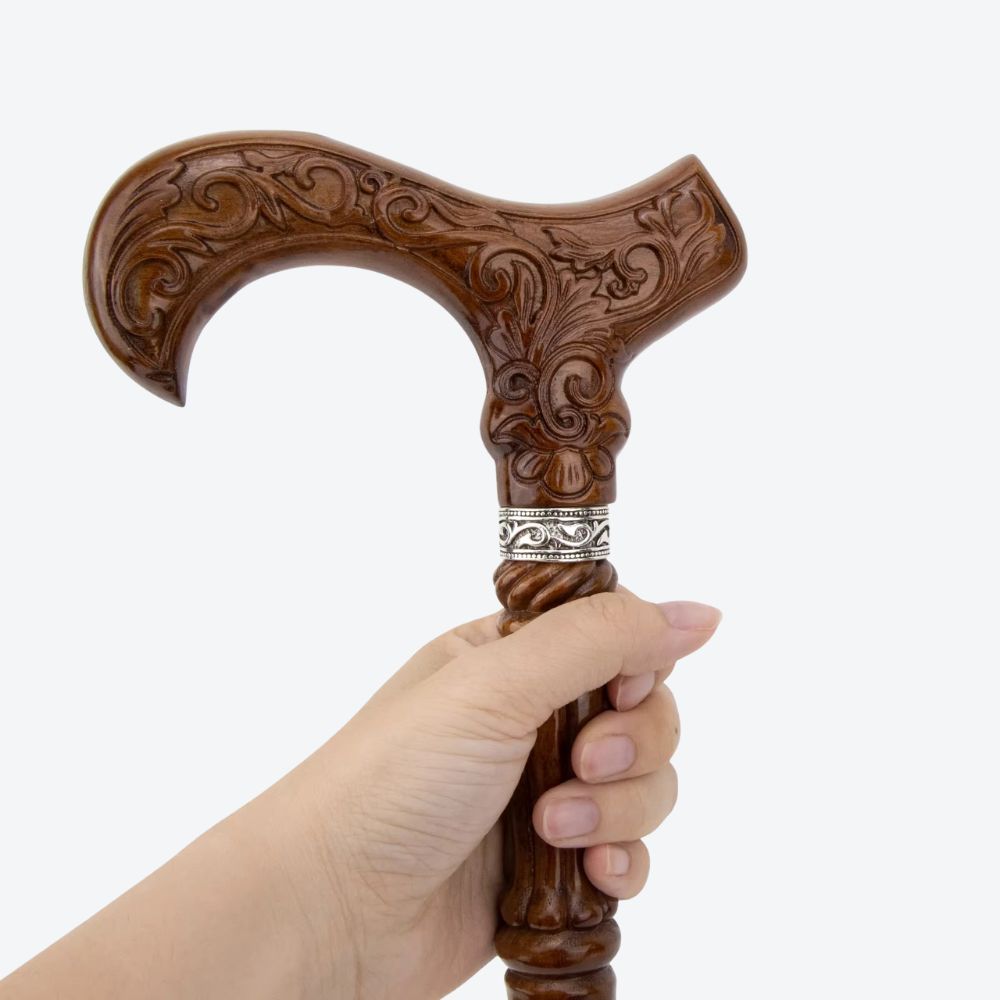 Classic Victorian Walking Stick in Carved Wood - Bastoni