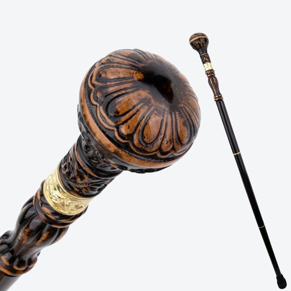Classic Wooden Walking Stick with Carved Pommel-Bastoni UK