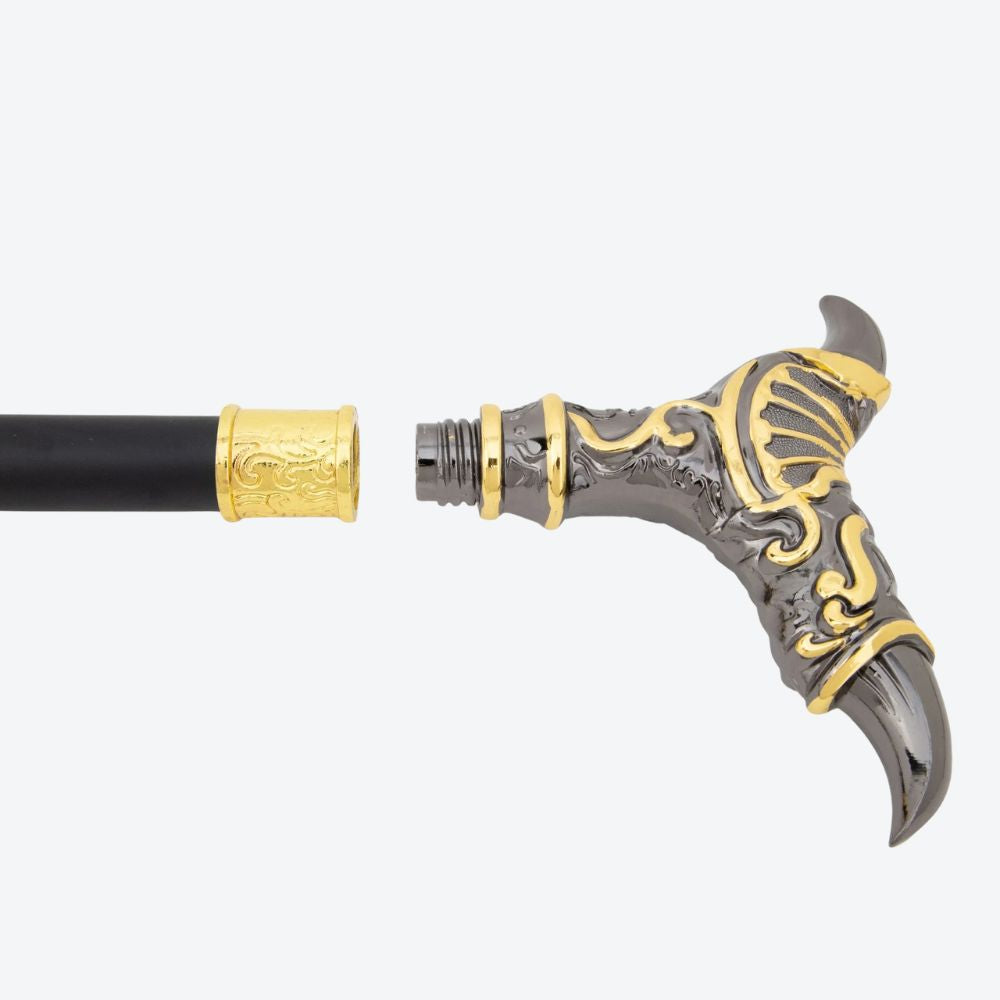 Double Claw Metal Cane Silver and Gold-Bastoni UK