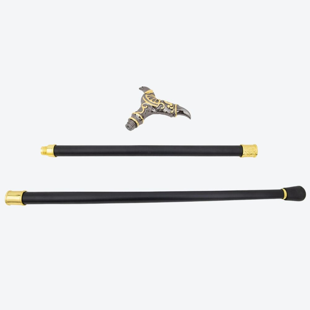Double Claw Metal Cane Silver and Gold-Bastoni UK