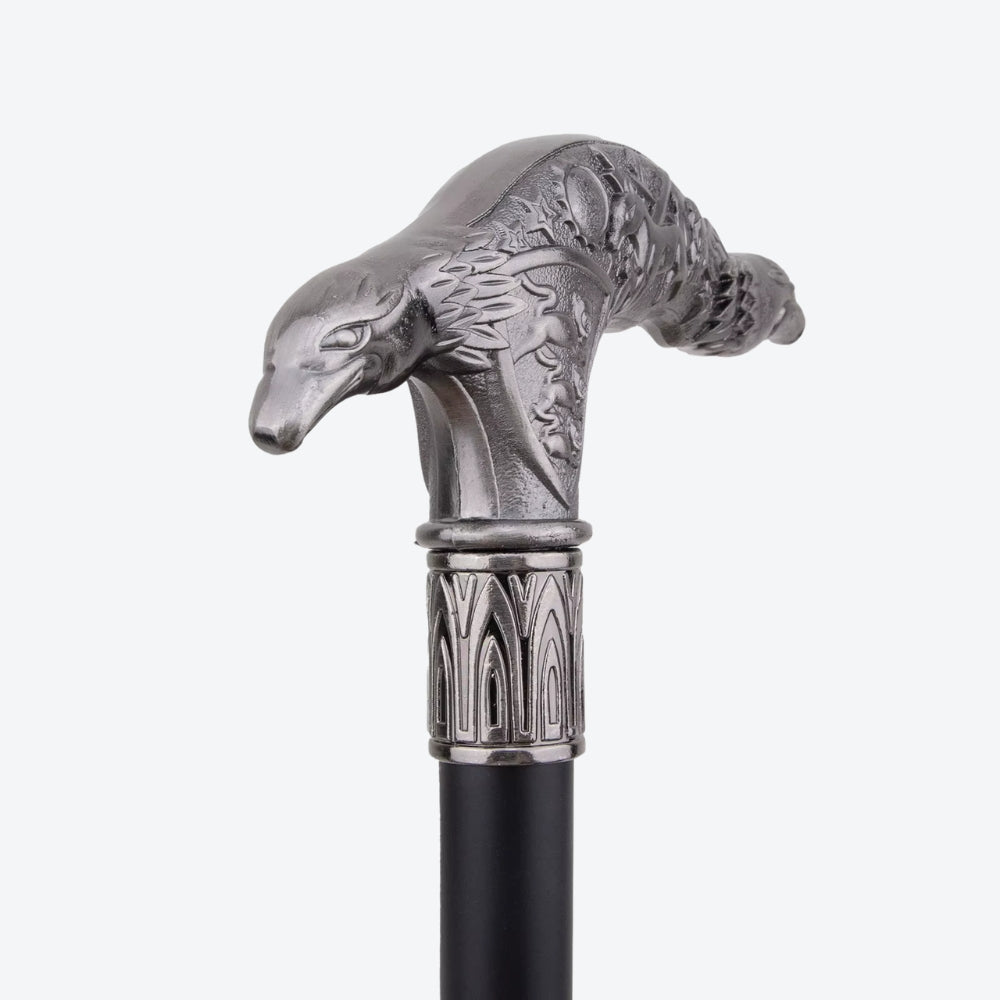 Double Eagle Metal Cane Silver-Bastoni UK