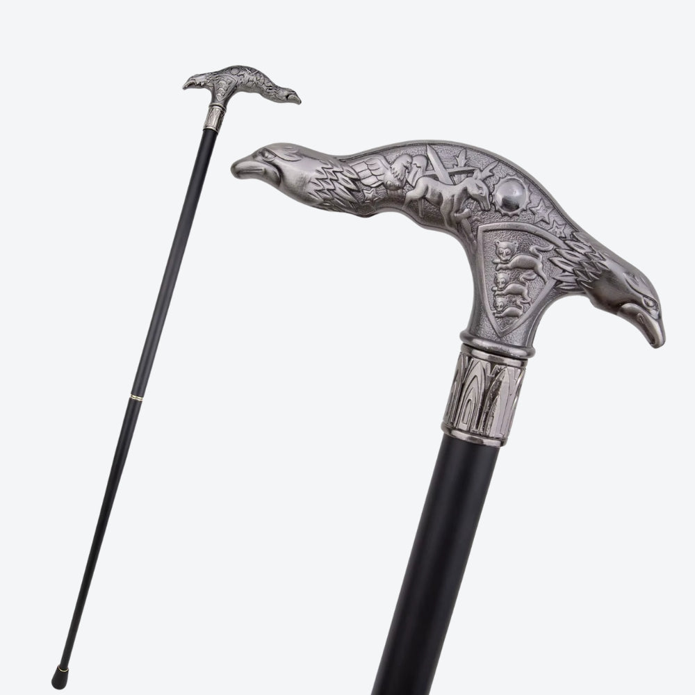 Double Eagle Metal Cane Silver-Bastoni UK