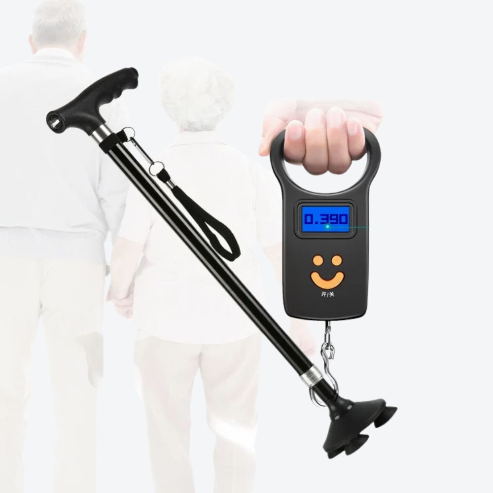 Elegant Cane with LED Flashlight, Single Black Tip, Bastoni