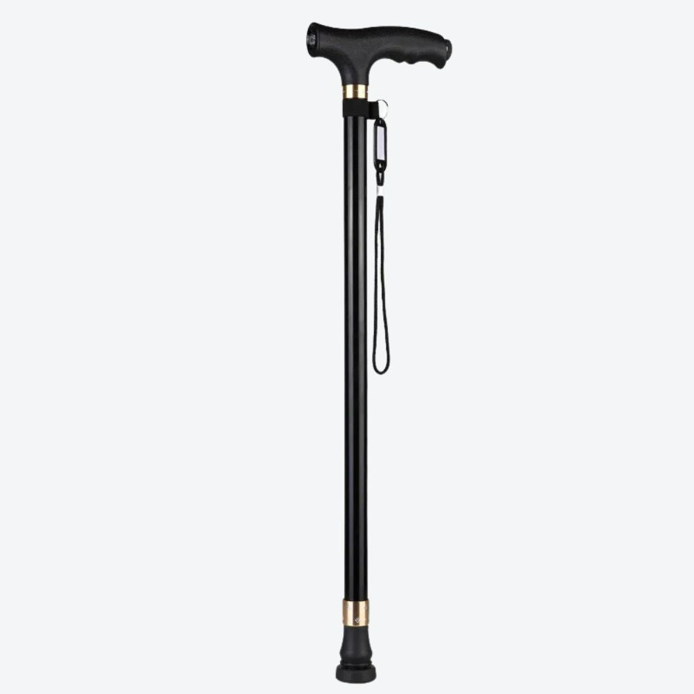 Elegant Cane with LED Flashlight, Single Black Tip, Bastoni