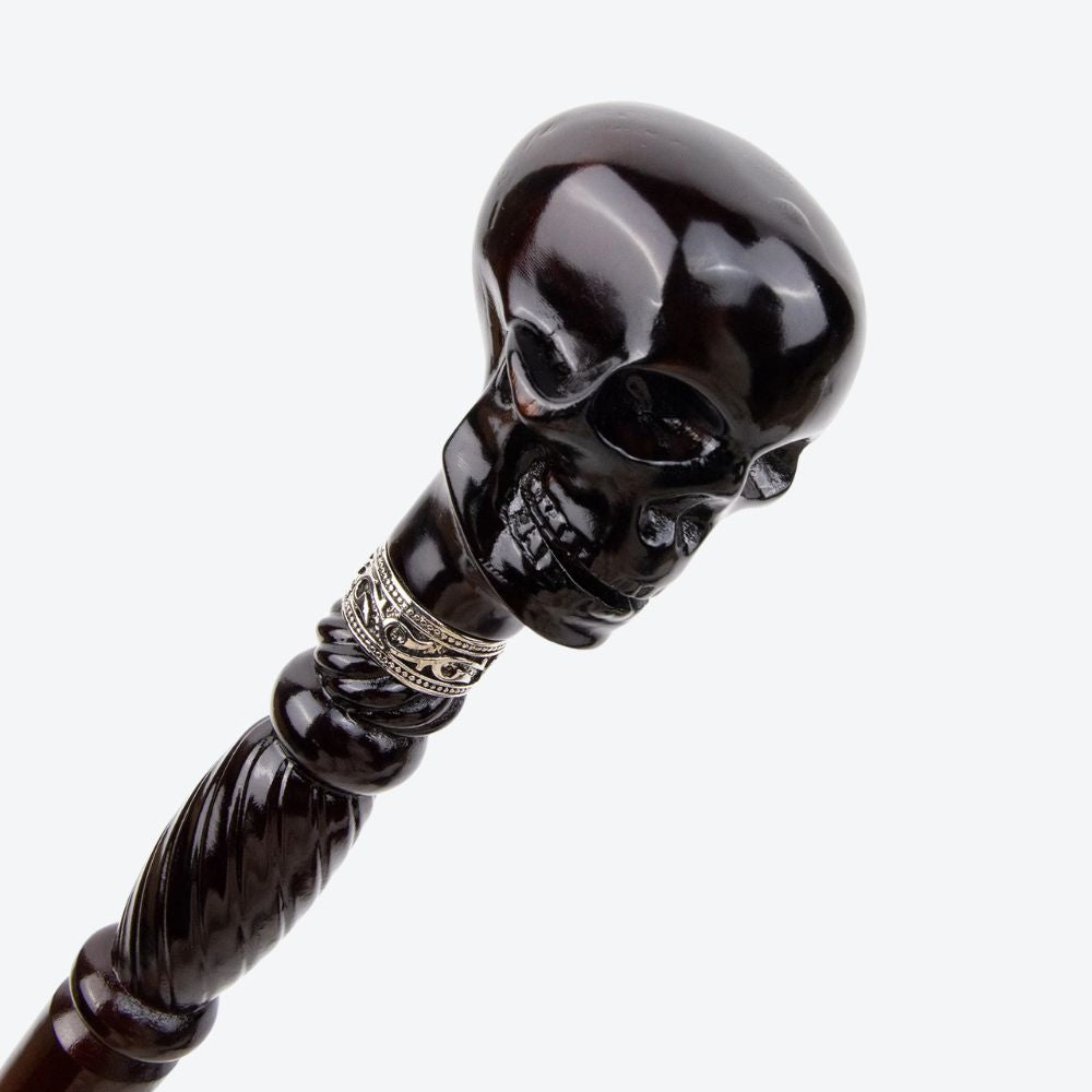 Elegant Skull Cane in Dark Wood - Bastoni
