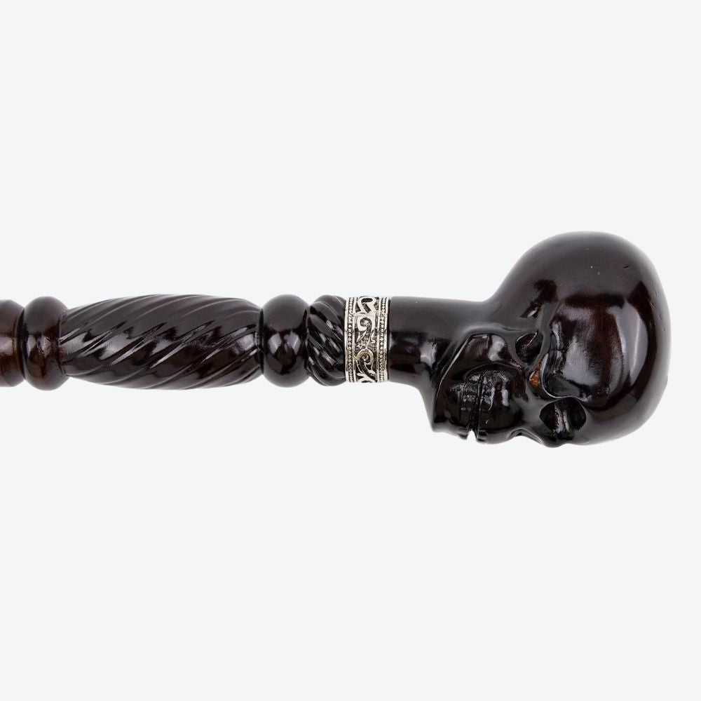 Elegant Skull Cane in Dark Wood - Bastoni