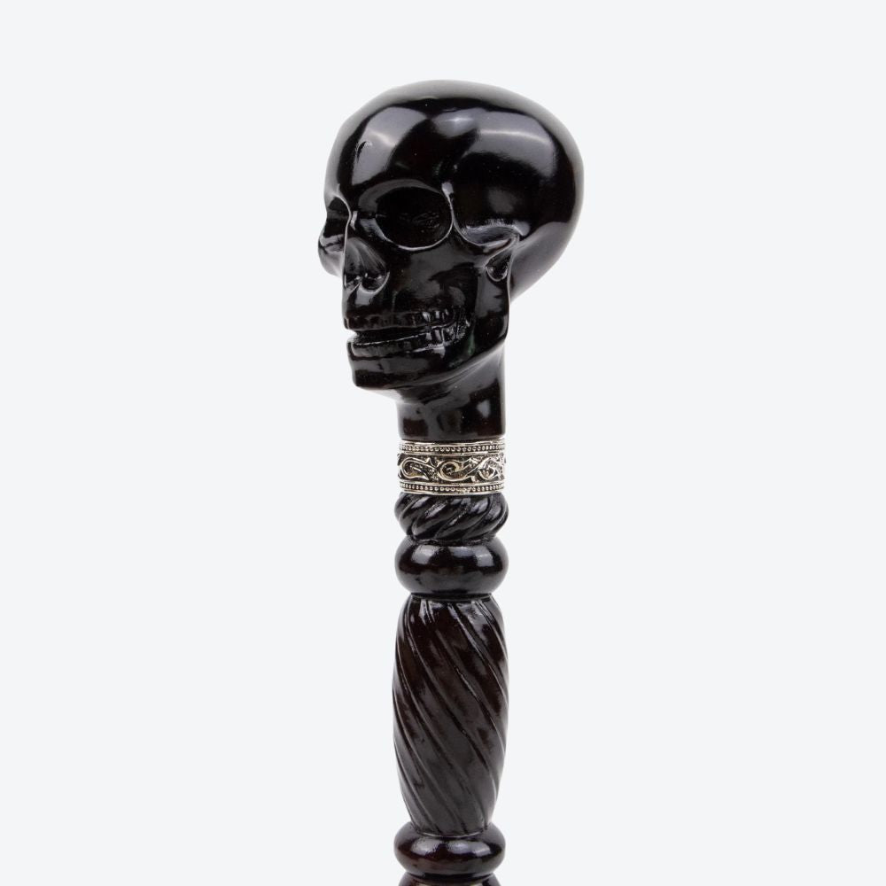 Elegant Skull Cane in Dark Wood - Bastoni