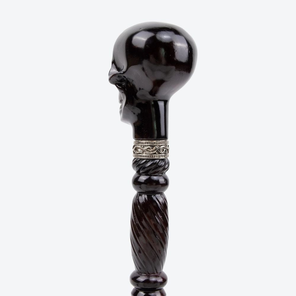 Elegant Skull Cane in Dark Wood - Bastoni