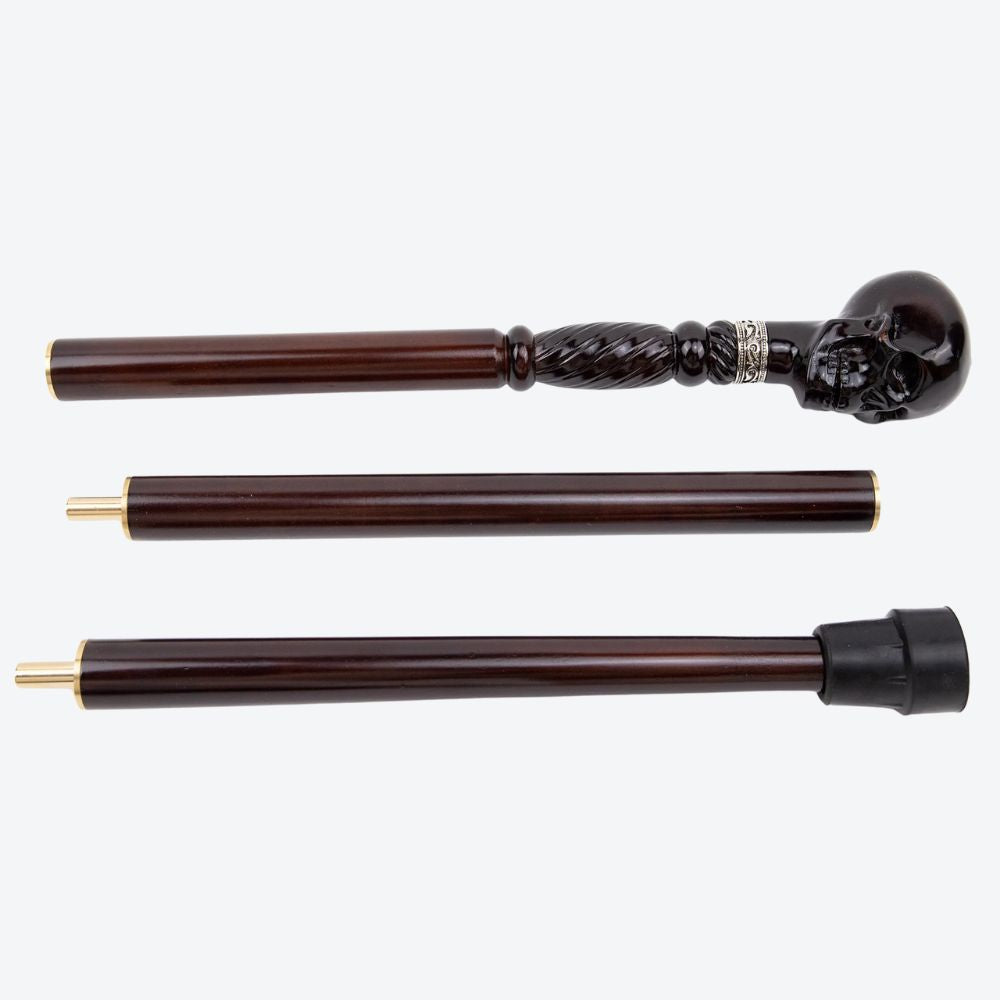 Elegant Skull Cane in Dark Wood - Bastoni
